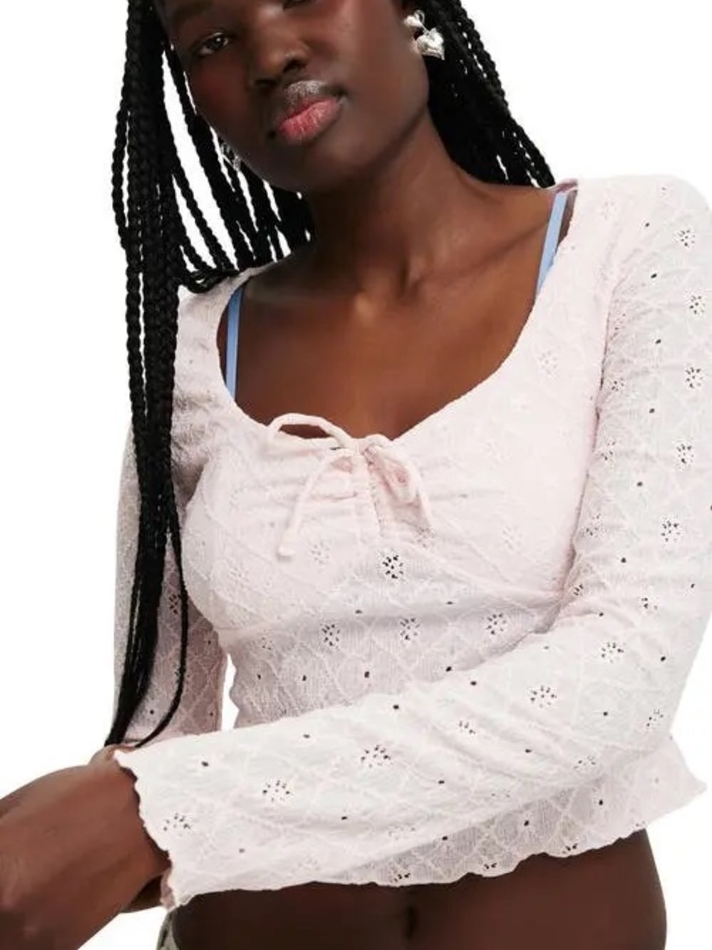 Cotton On Briony Long Sleeve Eyelet Top